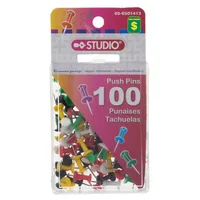 100 Push Pins (Assorted Colours) - Case of 24
