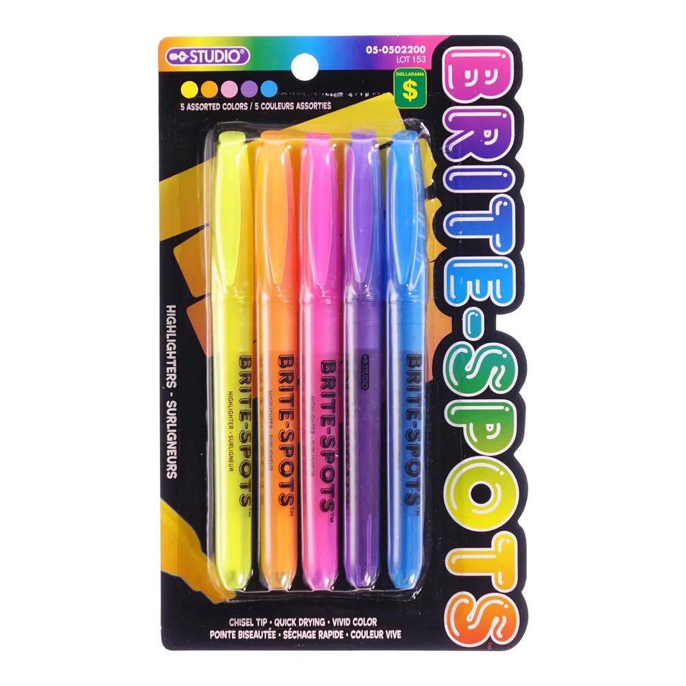 Highlighters 5PK (Assorted Colours) - Case of 24