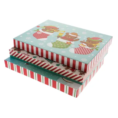 Christmas 3pc Foldable Gift Boxes - Case of 48