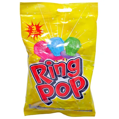 Ring Pop Lollipop 3PK (Assorted Colours and Flavours) - Case of 36