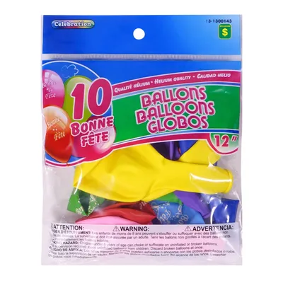 12" 'Bonne Fête' Balloons 10PK (Assorted Colours) - Case of 24