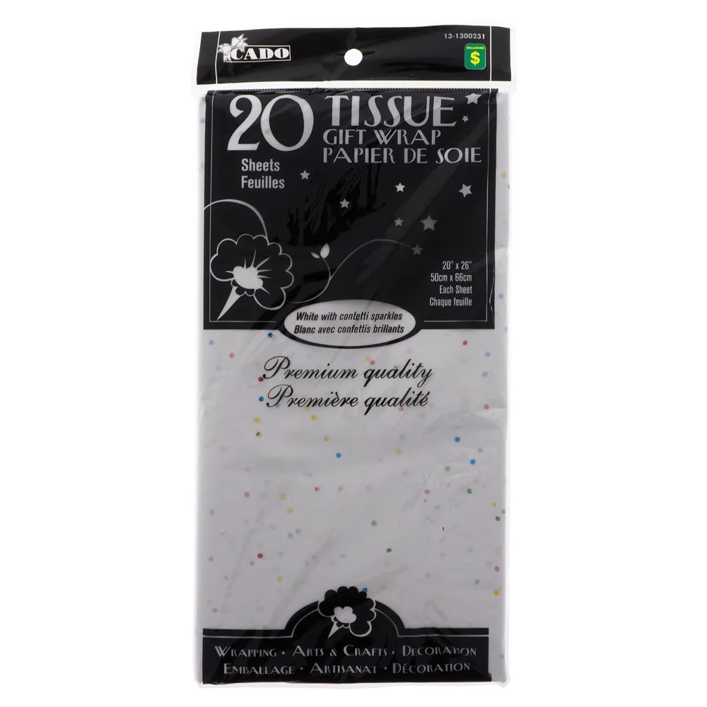 Dollarama 20 Sheet White Tissue Gift Wrap with Confetti Sparkles