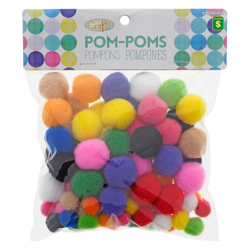 Essentials by Leisure Arts Pom Poms - Tinsel Christmas -1/2 - 80 piece pom  poms arts and crafts - colored pompoms for crafts - craft pom poms - puff  balls for crafts 