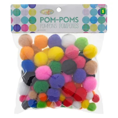 Essentials by Leisure Arts Pom Poms - Red -1/2 - 100 piece pom poms arts  and crafts - colored pompoms for crafts - craft pom poms - puff balls for  crafts