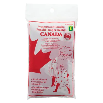 Canada Themed Adult Rain Poncho - Case of 24
