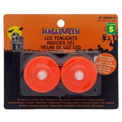 2pk LED Flickering Halloween Tea Lights - Case of 36