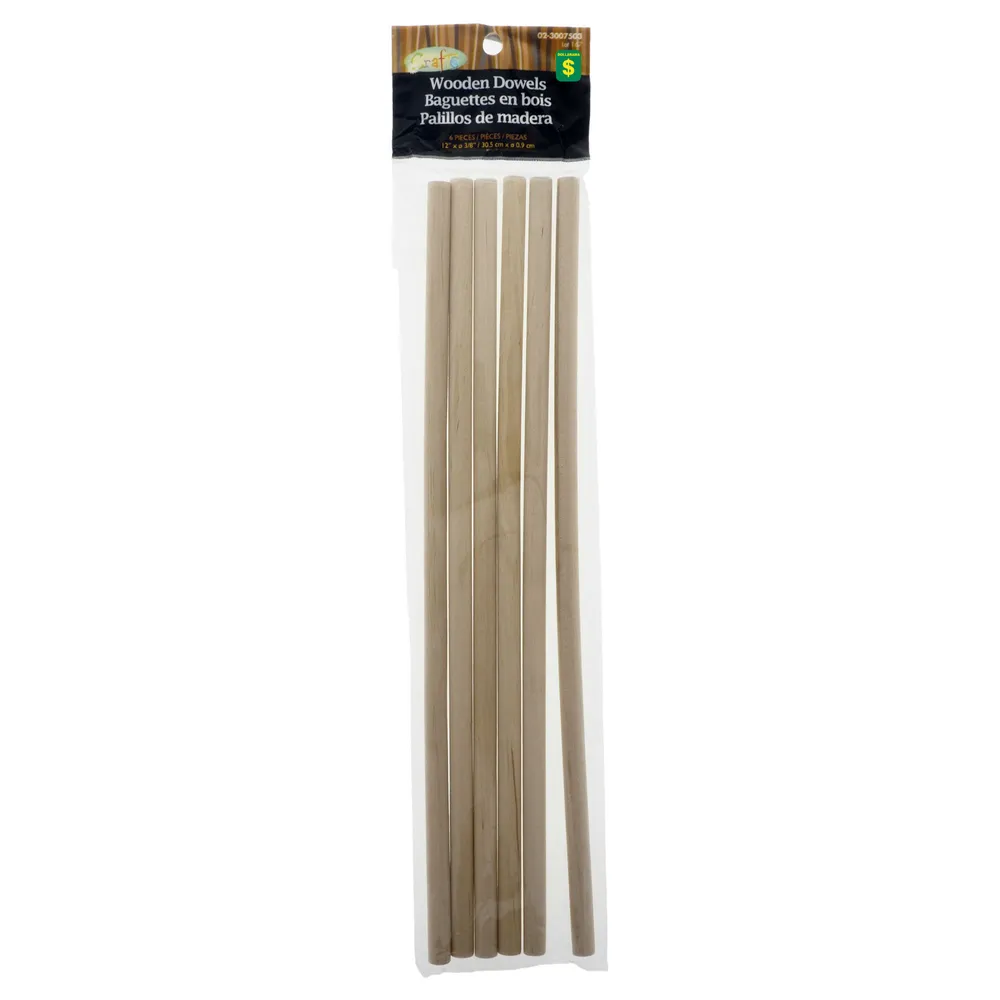 Wooden Dowels (Assorted Sizes) - Case of 24