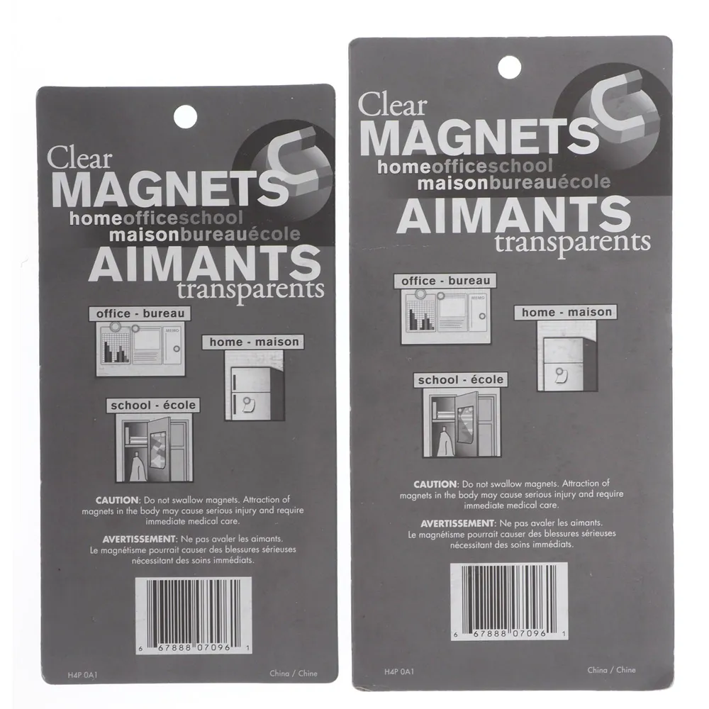 Dollarama Clear Coloured Magnets (Assorted Sizes and Colours) - Case of 28