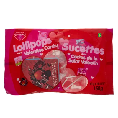 16Pk Lollipops with Valentine Cards - Case of 18