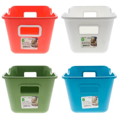 Storage Plastic Basket (Assorted Colours) - Case of 24