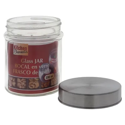 Glass Storage Jar with Metal Lid - Case of 24