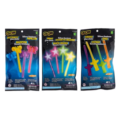 Glow Sticks 4PK (Assorted Colours and Shapes) - Case of 24