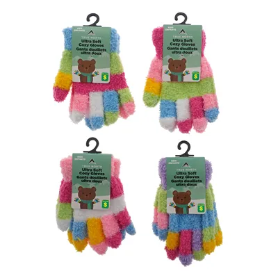 Children's multicolor Cozy Gloves - Case of 24
