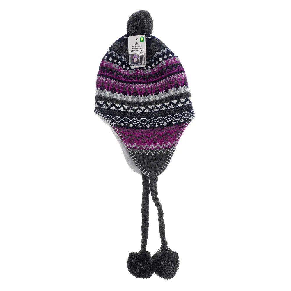 Kids Jacquard Knitted Hat with Pompom - Case of 12