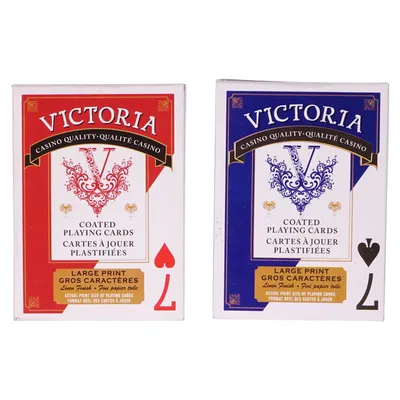 Large Print Coated Playing Cards (Assorted Colors) - Case of 24
