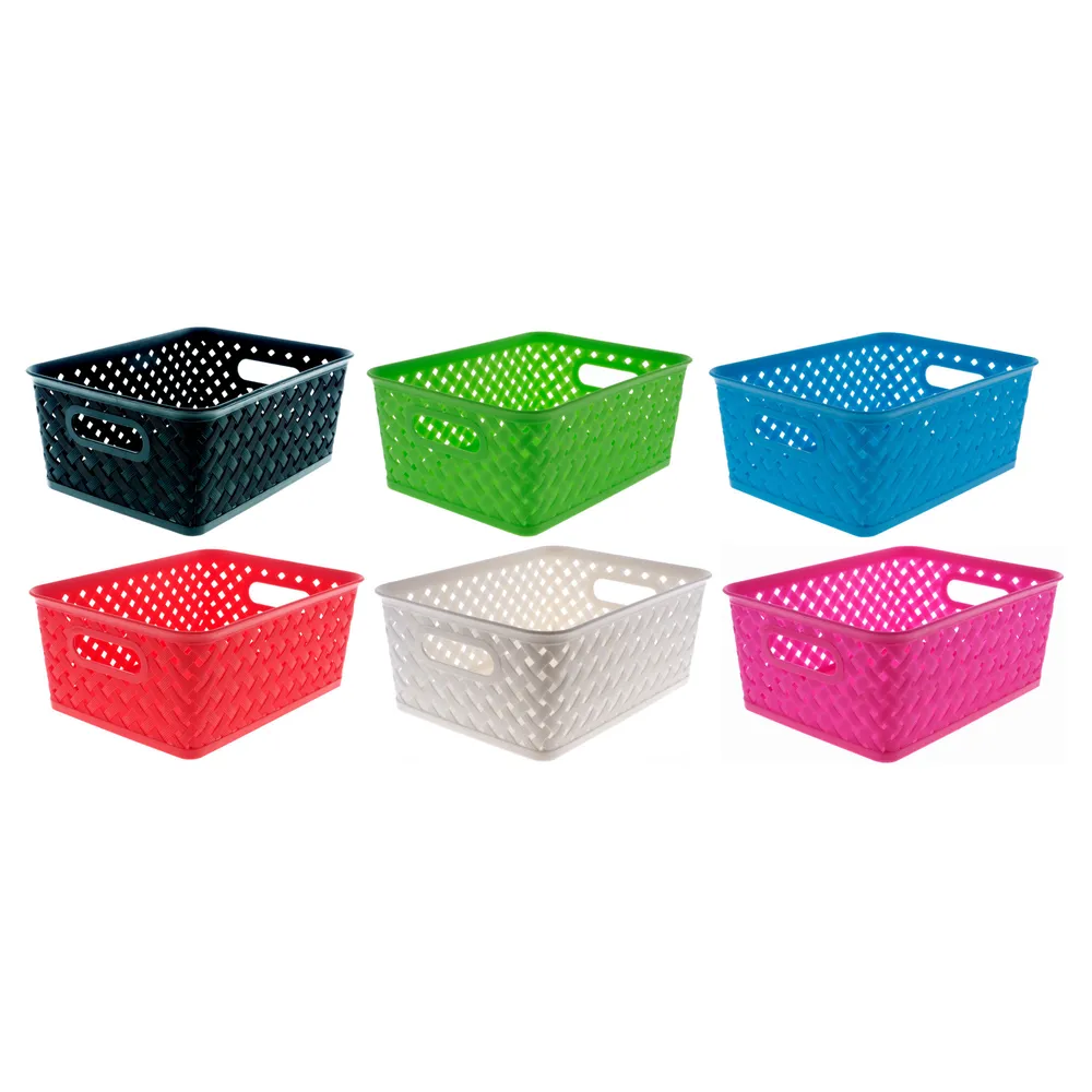 Small Plastic Woven Basket (Assorted Colours) - Case of 24