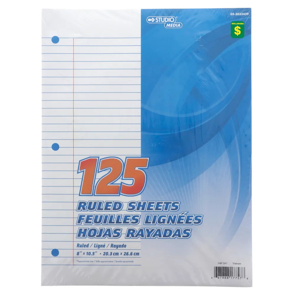 Ruled Sheets 125PK - Case of 24