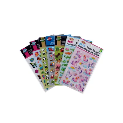 Puffy Stickers (Assorted Colours) - Case of 24