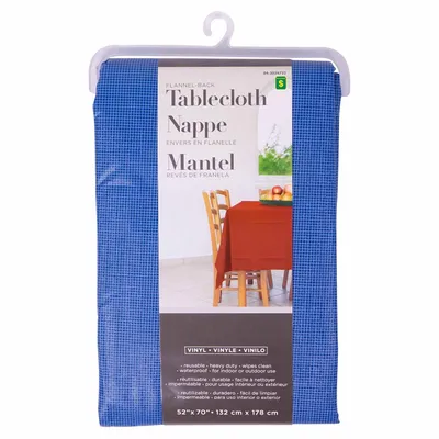 Rectangular Flannel-Backed Vinyl Tablecloth (Assorted Colours) - Case of 16