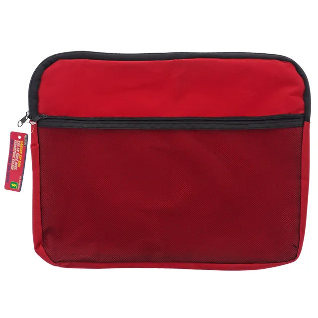 10 in. Consumables Red Canvas Zipper Bag