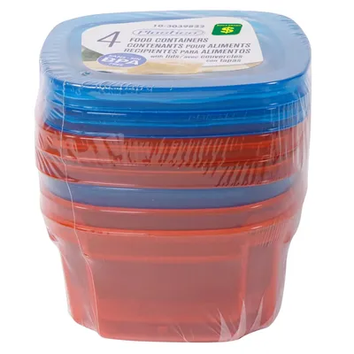 Food Containers 4PK (Assorted Colours) - Case of 18