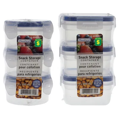 Snack Storage Containers 3PK (Assorted Designs and Shapes) - Case of 24