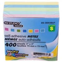 400 Self-Adhesive Notes (Assorted Colours) - Case of 24