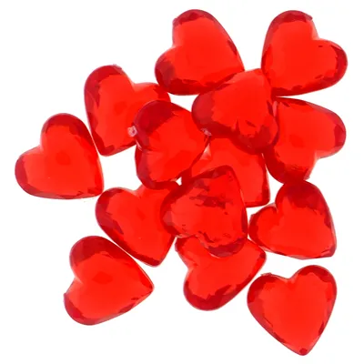 30PK Acrylic Red Hearts - Case of 18