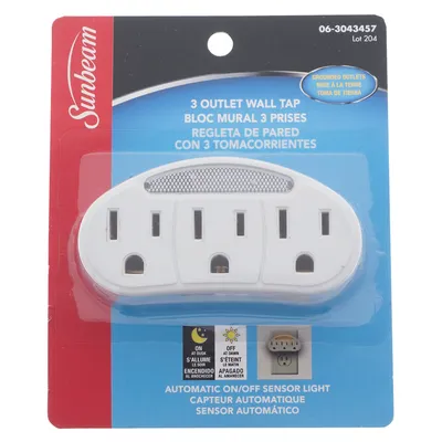 3 Outlet Tap with Sensor Night Light - Case of 12