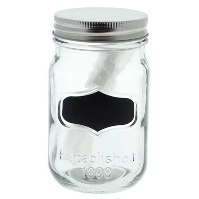Glass Storage Jar with Metal Lid and Chalk Label (Assorted Colours) - Case of 24