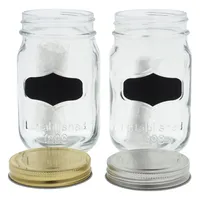 Glass Storage Jar with Metal Lid and Chalk Label (Assorted Colours) - Case of 24
