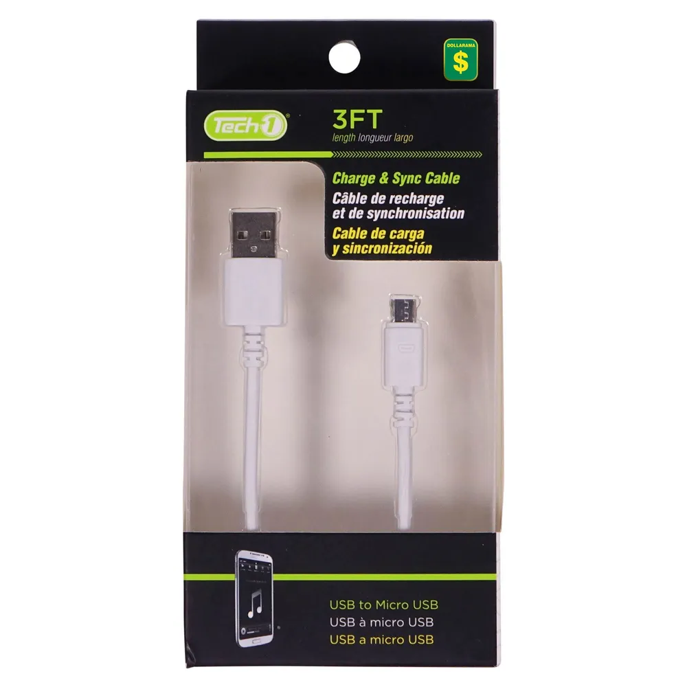 3' and Sync USB to Micro Cable (Assorted Colours) - Case of 24 | Coquitlam Centre