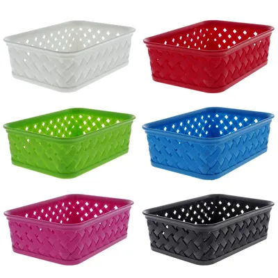Small Plastic Woven Basket (Assorted Colours) - Case of 24