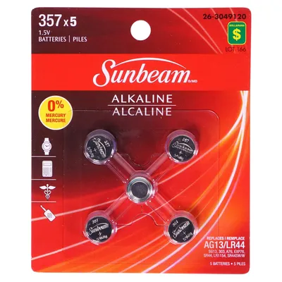 5x 357 Alkaline Button Batteries - Case of 36