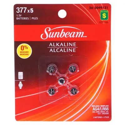 5x 377 Alkaline Button Batteries - Case of 24