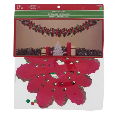 Foil Holly Wreath Garland - Case of 12