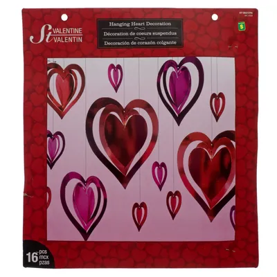 Valentine's Day 3D Hanging Foil Heart Decorations - Case of 12