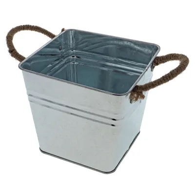 Galvanized square bucket with rope handles - Case of 24
