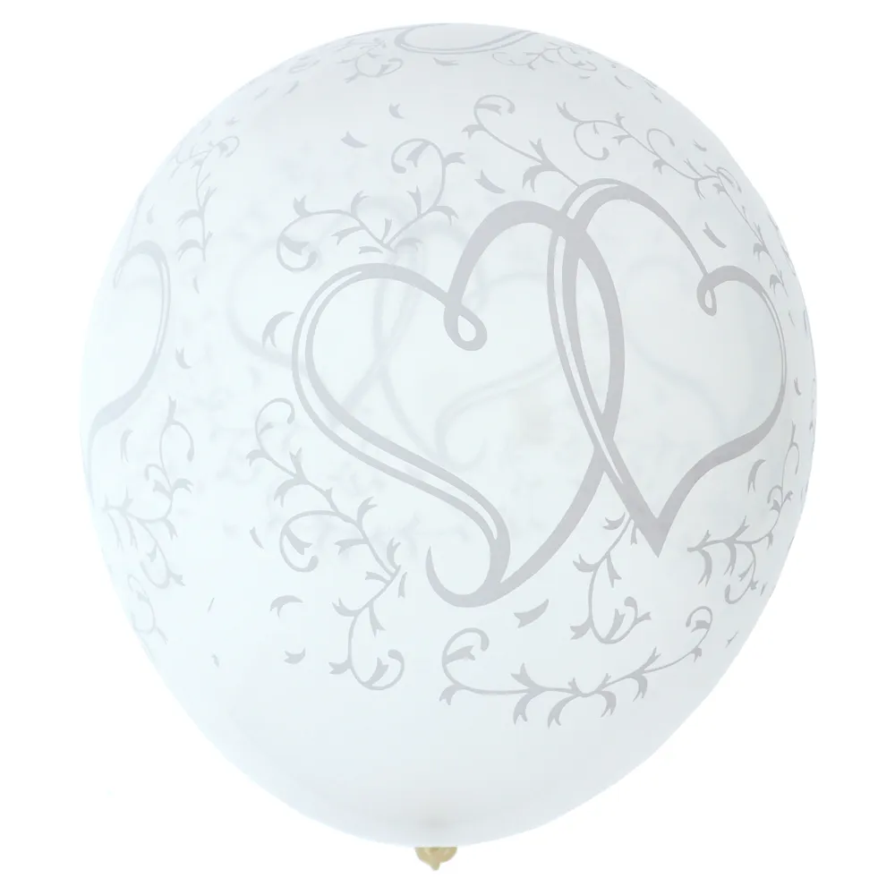 8PK Wedding Printed Balloons with Ribbons (Assorted Designs) - Case of 18