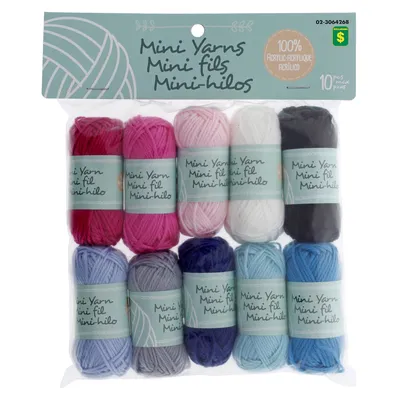 9PK Mini Coloured Cotton and Acrylic Yarn - Case of 12