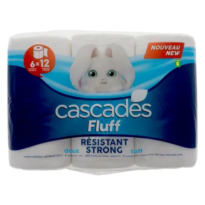 6 Fluff Bathroom Tissue Rolls - Case of 8