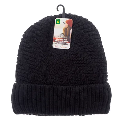 Ladies Knitted Hat with Sherpa Lining - Case of 12