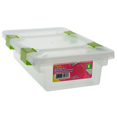 1.2L Storage box with clips on lid - Case of 12