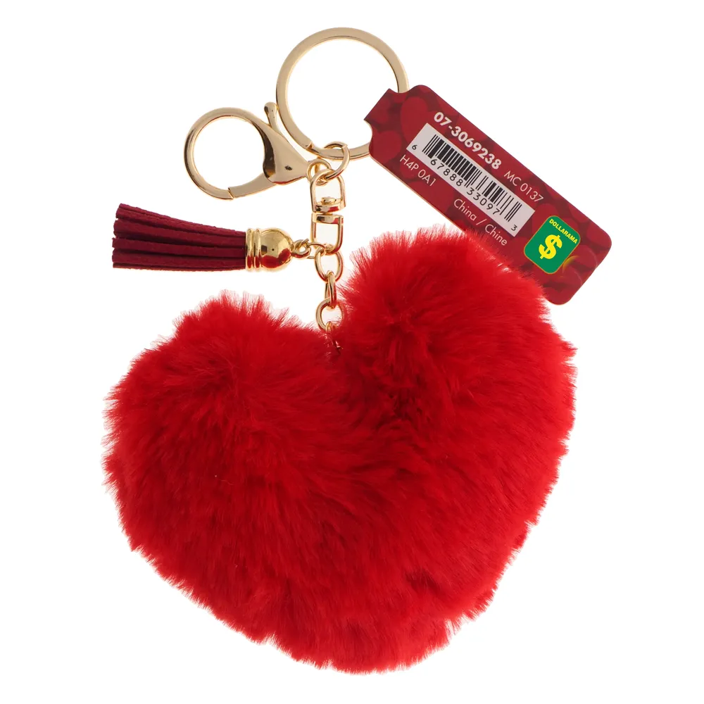 Finders Key Purse Keychain Tassels Heart Love pom pom Valentines