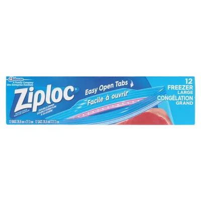 12 Ziploc Large Freezer Bags - Case of 12