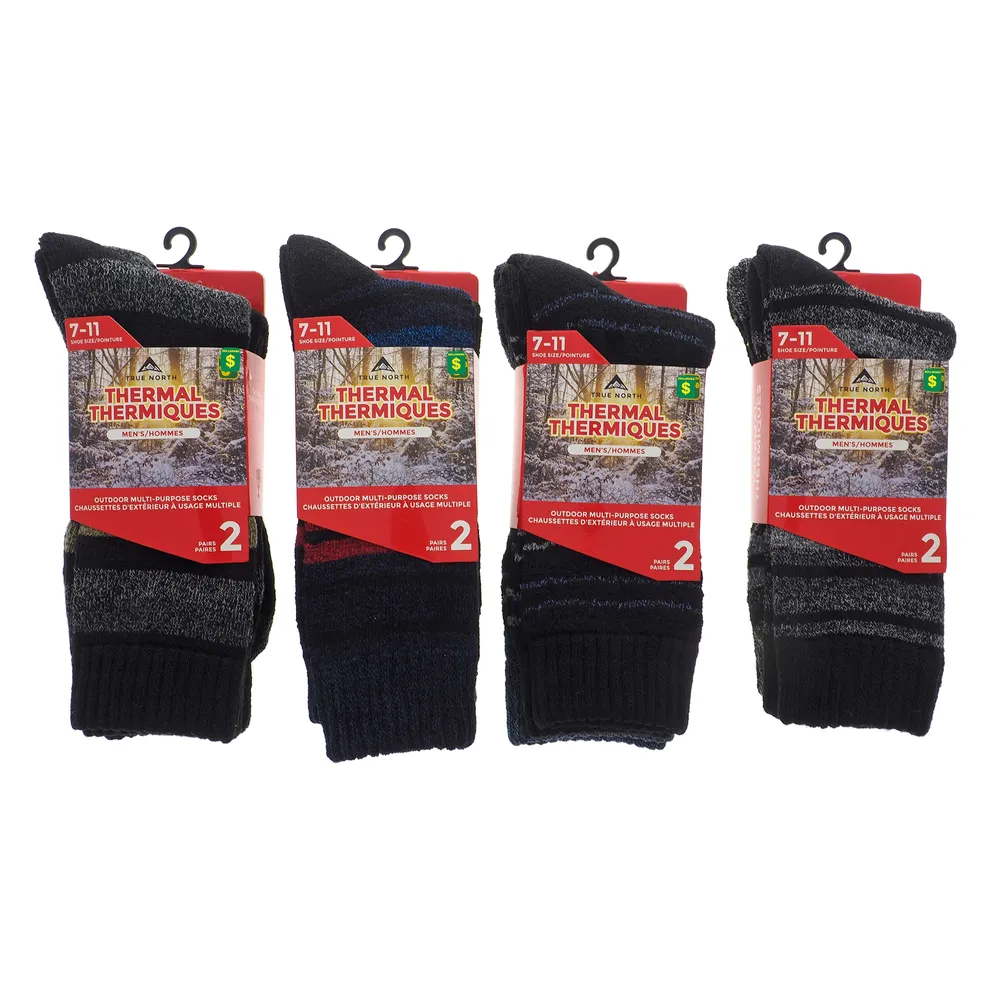 Dollarama 2PK of Thermal Outdoor Socks for Men - Case of 36