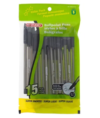 15PK Ball Point Smooth Pens - Case of 24