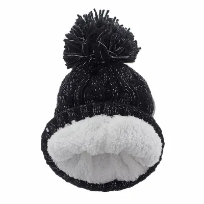 Kids Knitted Tuque with PomPom and Sherpa Lining - Case of 18