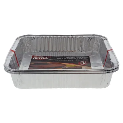 3PK Aluminum Square Cake Pans - 8" x 8" - Case of 48