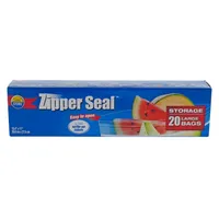 20PK Large Zipper Seal Food Storage Bags - Case of 48